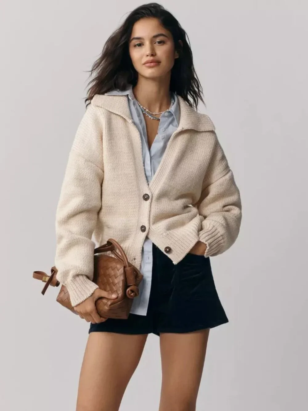 Anthropologie Maeve Collared V-Neck Cardigan Sweater Lighthouse Size XL NWT - Picture 2 of 5